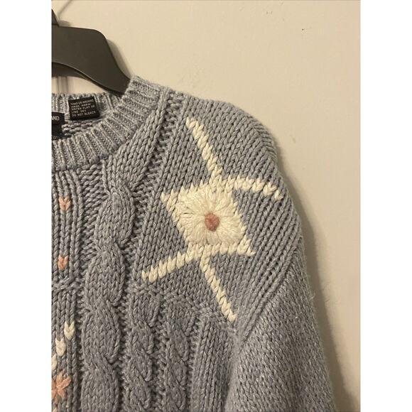 Vintage Hunters Run Blue Knitted By Hand Sweater Womens Size Large - Picture 2 of 8